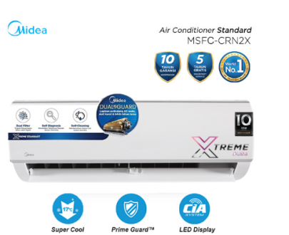 Midea AC Wall Mounted Split Standard Double Gold Fin 1/2 PK - MSFC-05CRN2X