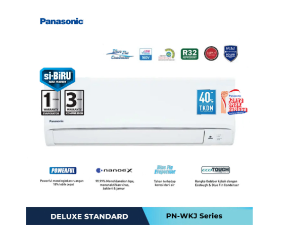 Panasonic AC Wall Mounted Split Deluxe Standard Non Inverter Si Biru 2in1 1/2 PK - CS/CU PN5WKJ